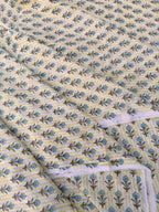 Hand Block Print Cotton Running Fabric, Natural Dye Fabric by the Yard, Handmade Indian Textile, Sewing Craft Fabric