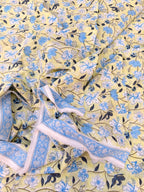 Hand Block Print Cotton Running Fabric, Natural Dye Fabric by the Yard, Handmade Indian Textile, Sewing Craft Fabric