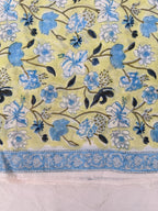 Hand Block Print Cotton Running Fabric, Natural Dye Fabric by the Yard, Handmade Indian Textile, Sewing Craft Fabric