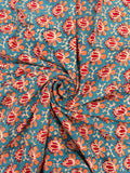 Hand Block Print Cotton Running Fabric, Natural Dye Fabric by the Yard, Handmade Indian Textile, Sewing Craft Fabric