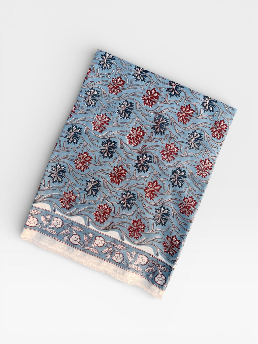 Hand Block Print Cotton Running Fabric, Natural Dye Fabric by the Yard, Handmade Indian Textile, Sewing Craft Fabric