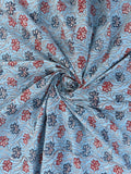 Hand Block Print Cotton Running Fabric, Natural Dye Fabric by the Yard, Handmade Indian Textile, Sewing Craft Fabric