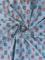 Hand Block Print Cotton Running Fabric, Natural Dye Fabric by the Yard, Handmade Indian Textile, Sewing Craft Fabric