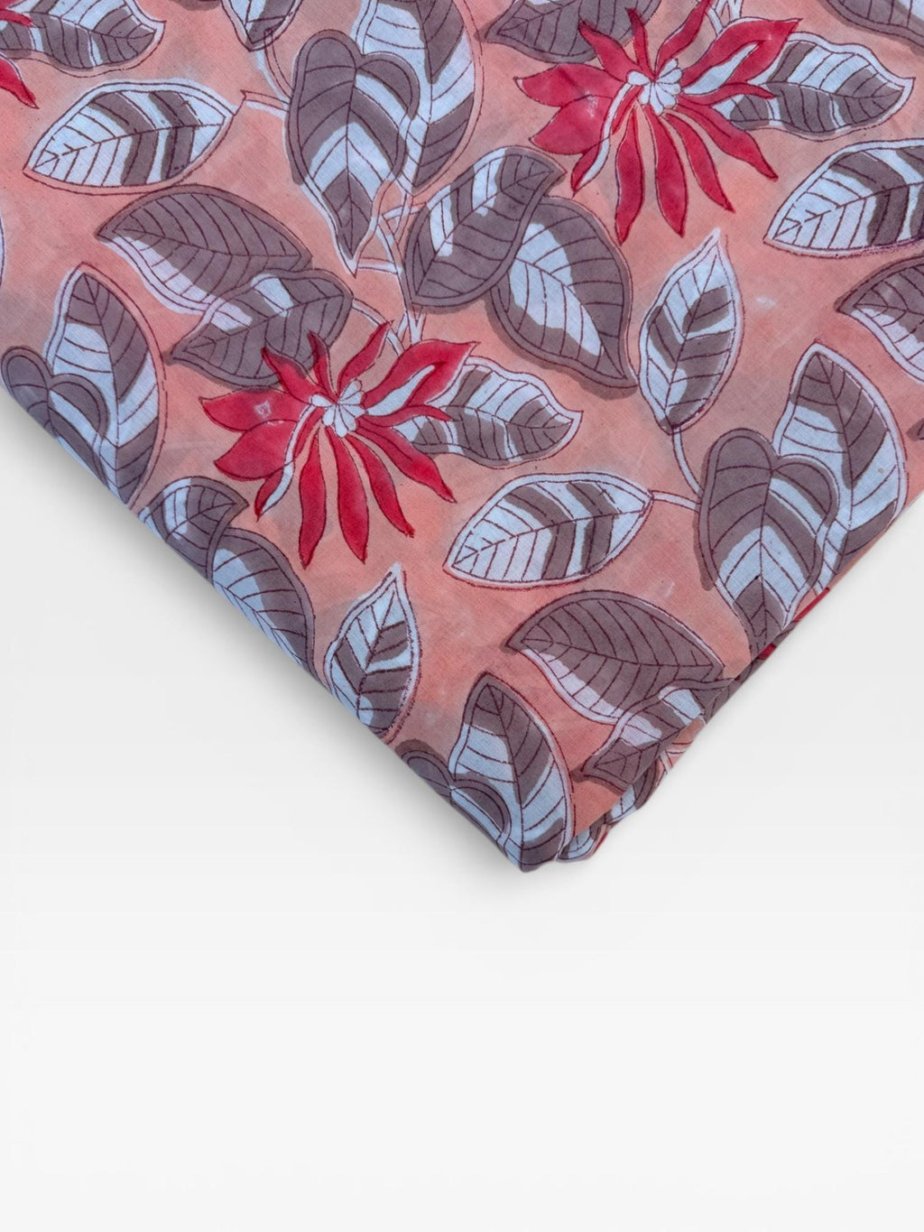 Hand Block Print Cotton Running Fabric, Natural Dye Fabric by the Yard, Handmade Indian Textile, Sewing Craft Fabric