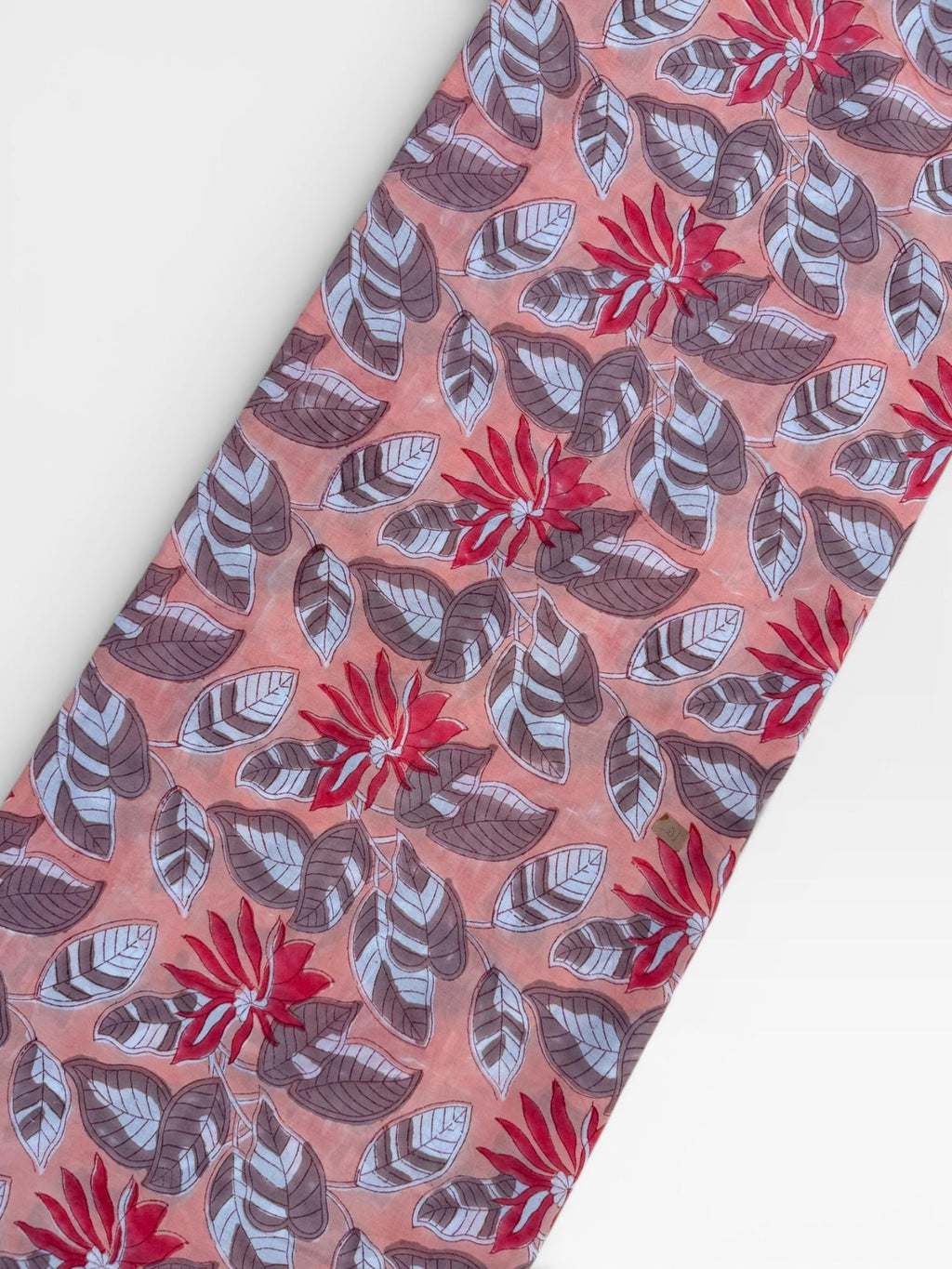 Hand Block Print Cotton Running Fabric, Natural Dye Fabric by the Yard, Handmade Indian Textile, Sewing Craft Fabric