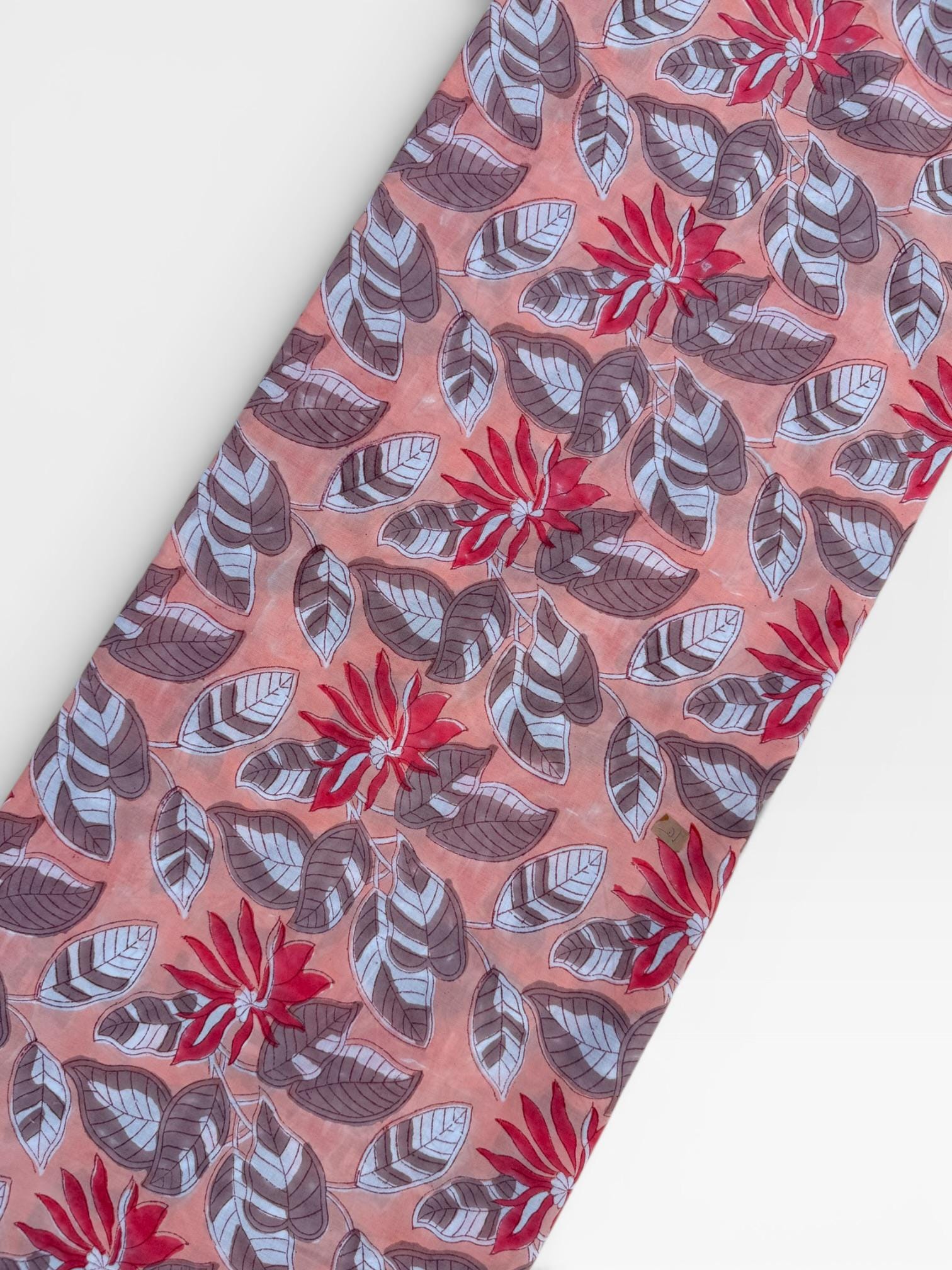 Hand Block Print Cotton Running Fabric, Natural Dye Fabric by the Yard, Handmade Indian Textile, Sewing Craft Fabric