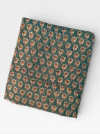 Hand Block Print Cotton Fabric – Teal Blue Floral Buti Print Yardage | Indian Cotton Dressmaking Fabric | Boho Craft & Quilting Fabric