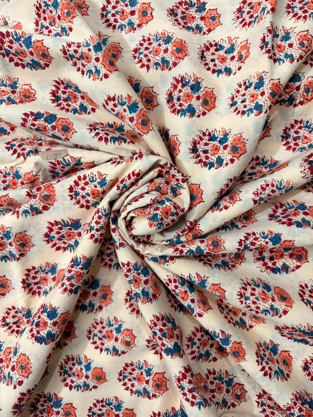 Hand Block Print Cotton Running Fabric, Natural Dye Fabric by the Yard, Handmade Indian Textile, Sewing Craft Fabric