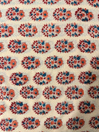 Hand Block Print Cotton Running Fabric, Natural Dye Fabric by the Yard, Handmade Indian Textile, Sewing Craft Fabric