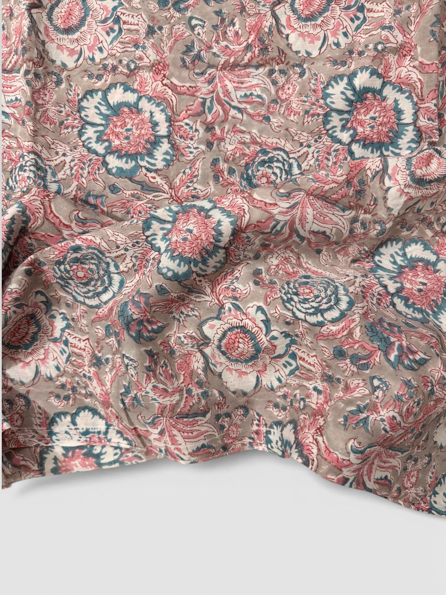 Hand Block Print Cotton Running Fabric, Natural Dye Fabric by the Yard, Handmade Indian Textile, Sewing Craft Fabric