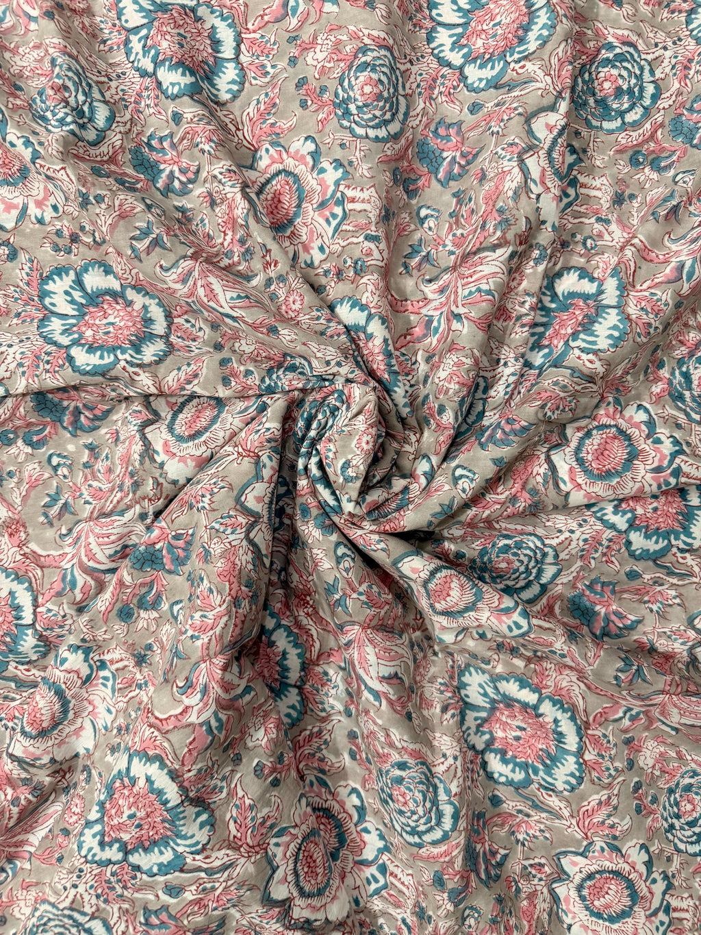 Hand Block Print Cotton Running Fabric, Natural Dye Fabric by the Yard, Handmade Indian Textile, Sewing Craft Fabric