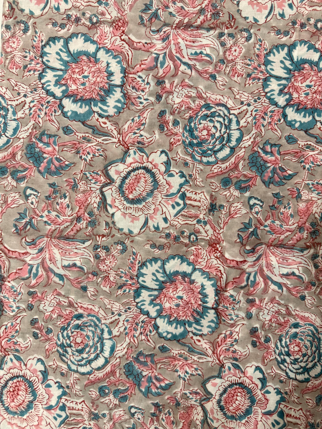 Hand Block Print Cotton Running Fabric, Natural Dye Fabric by the Yard, Handmade Indian Textile, Sewing Craft Fabric