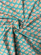 Hand Block Print Cotton Running Fabric, Natural Dye Fabric by the Yard, Handmade Indian Textile, Sewing Craft Fabric