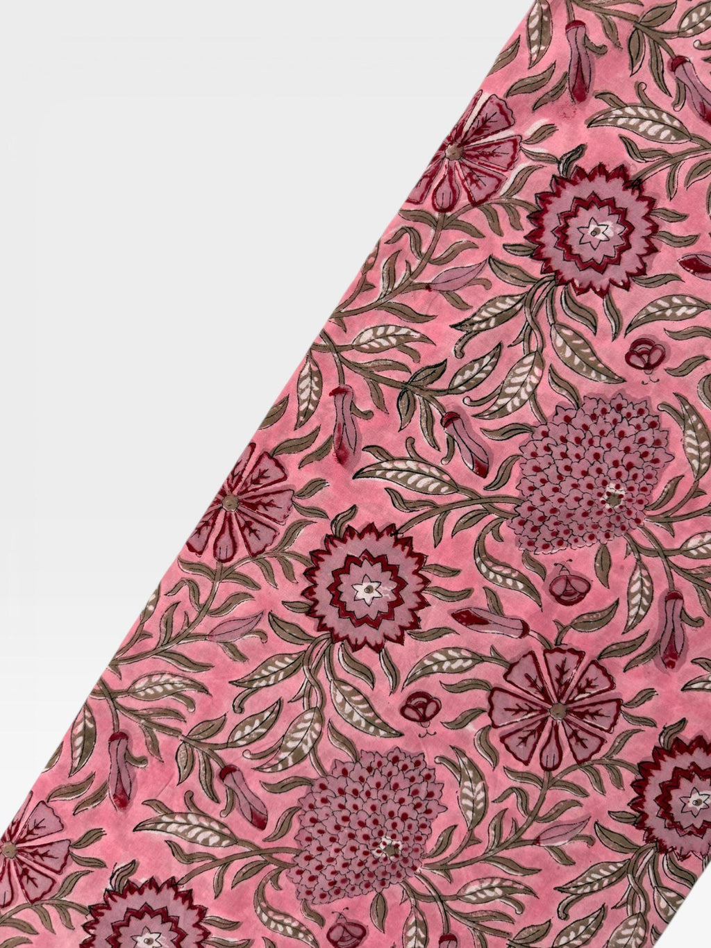 Hand Block Print Cotton Running Fabric, Natural Dye Fabric by the Yard, Handmade Indian Textile, Sewing Craft Fabric