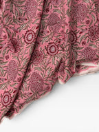 Hand Block Print Cotton Running Fabric, Natural Dye Fabric by the Yard, Handmade Indian Textile, Sewing Craft Fabric