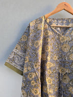 Hand Block Printed Cotton Kaftan – Floral Boho Lounge Top| Boho Summer Kaftan Dress, Relaxed Fit Tunic