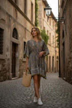 Hand Block Printed Cotton Kaftan – Floral Boho Lounge Top| Boho Summer Kaftan Dress, Relaxed Fit Tunic