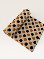 Bagru Hand Block Print Cotton Fabric – Natural Dye Polka Dot Print on Off White Base – Mustard & Black Dots