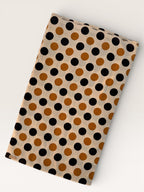 Bagru Hand Block Print Cotton Fabric – Natural Dye Polka Dot Print on Off White Base – Mustard & Black Dots