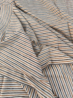 Bagru Hand Block Print Stripe Cotton Fabric – Natural Dye Mustard & Black Stripes – Minimalist Vegetable Dyed Fabric by Yard