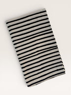 Bagru Hand Block Print Stripe Cotton Fabric – Natural Dye Off White base & Black Stripes – Minimalist Vegetable Dyed Fabric by Yard