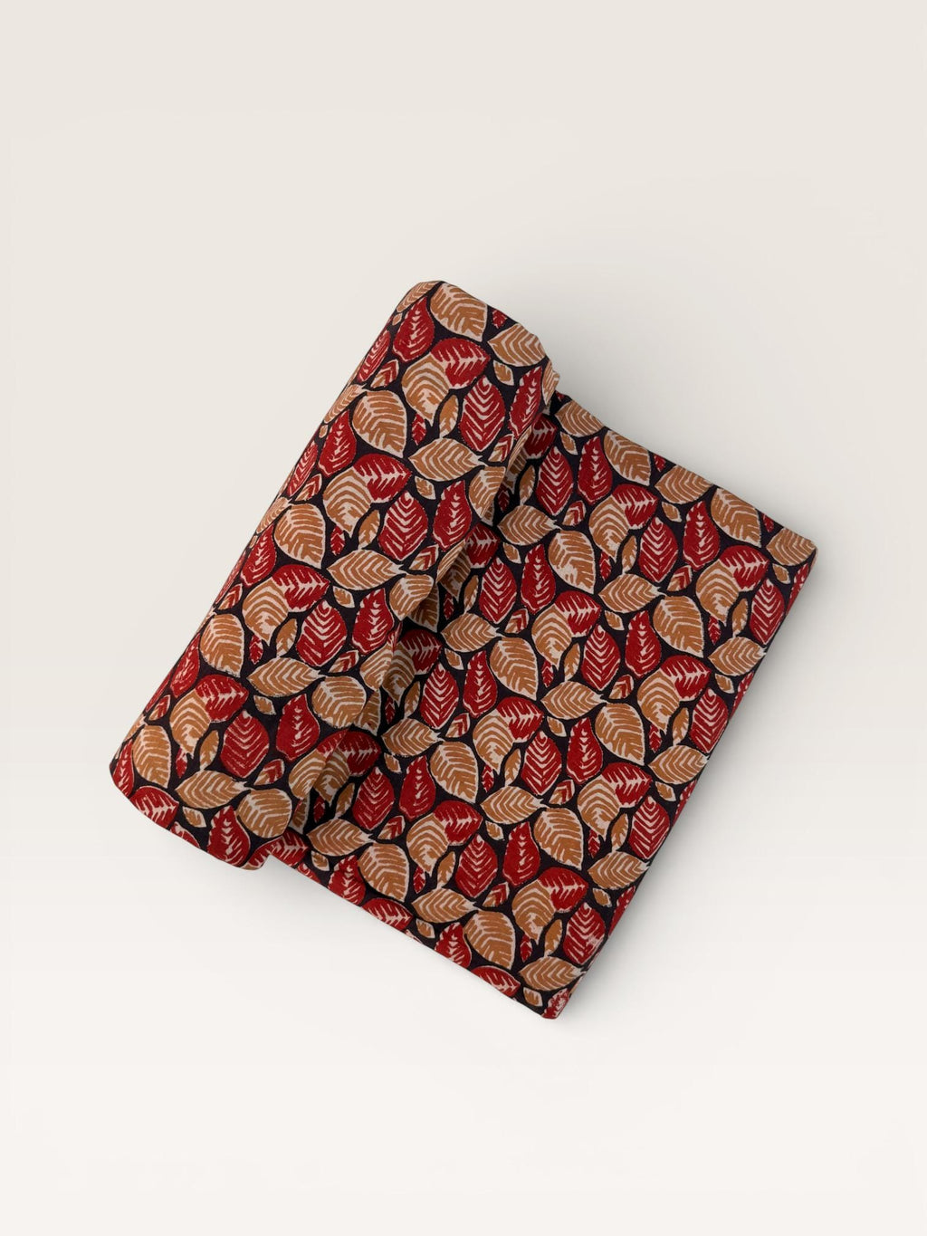 Bagru Block Print Cotton Fabric – Natural Dyed Leaf Print Fabric – Handmade Indian Block print Running Material – Red Mustard on Indigo Base