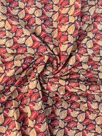 Bagru Block Print Cotton Fabric – Natural Dyed Leaf Print Fabric – Handmade Indian Block print Running Material – Red Mustard on Indigo Base