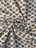 Bagru Block Print Cotton Fabric by Yard, Black Floral Booti on Beige Natural Dye Fabric,Block Printed Indian Textile, Sewing Quilting Fabric