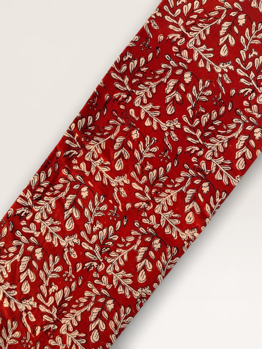 Bagru Block Print Cotton Fabric by Yard, Red Floral Vine Natural Dye Fabric, Hand Block Printed Indian Textile, Sewing Quilting Craft Fabric