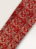 Bagru Block Print Cotton Fabric by Yard, Red Floral Vine Natural Dye Fabric, Hand Block Printed Indian Textile, Sewing Quilting Craft Fabric