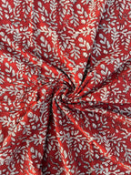Bagru Block Print Cotton Fabric by Yard, Red Floral Vine Natural Dye Fabric, Hand Block Printed Indian Textile, Sewing Quilting Craft Fabric
