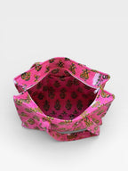 Pink Block Print Quilted Tote Bag, Handmade Cotton Tote, Indian Blockprint Shoulder Bag, Boho Everyday Bag, Reusable Shopping Bag