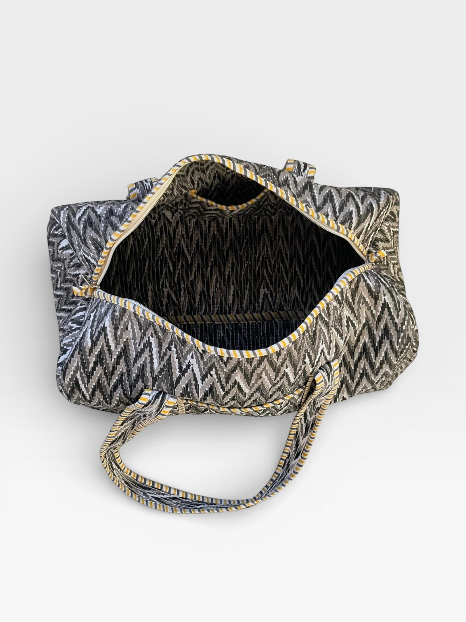 Block Print Quilted Duffle Bag, Handmade Cotton Weekender Bag, Indian Blockprint Travel Bag, Boho Overnight Bag, Gym Yoga Bag