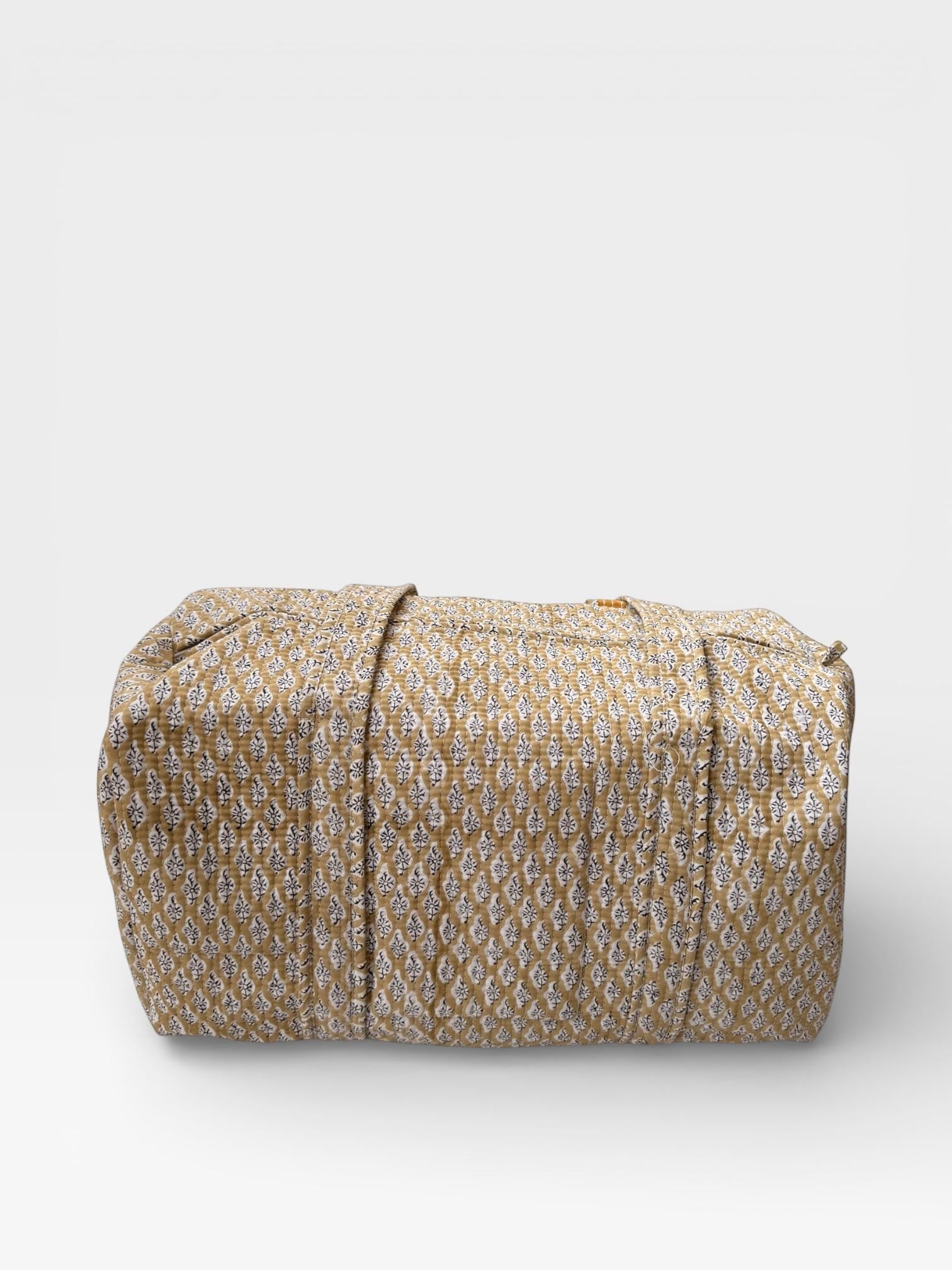 Hand Block Printed Cotton Duffle Bag – Floral Boho Travel Tote