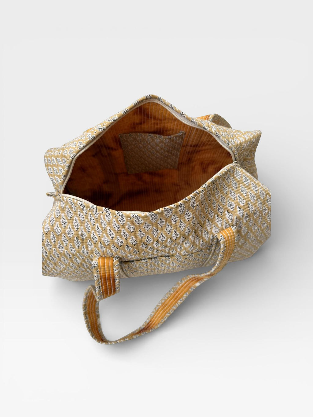 Hand Block Printed Cotton Duffle Bag – Floral Boho Travel Tote
