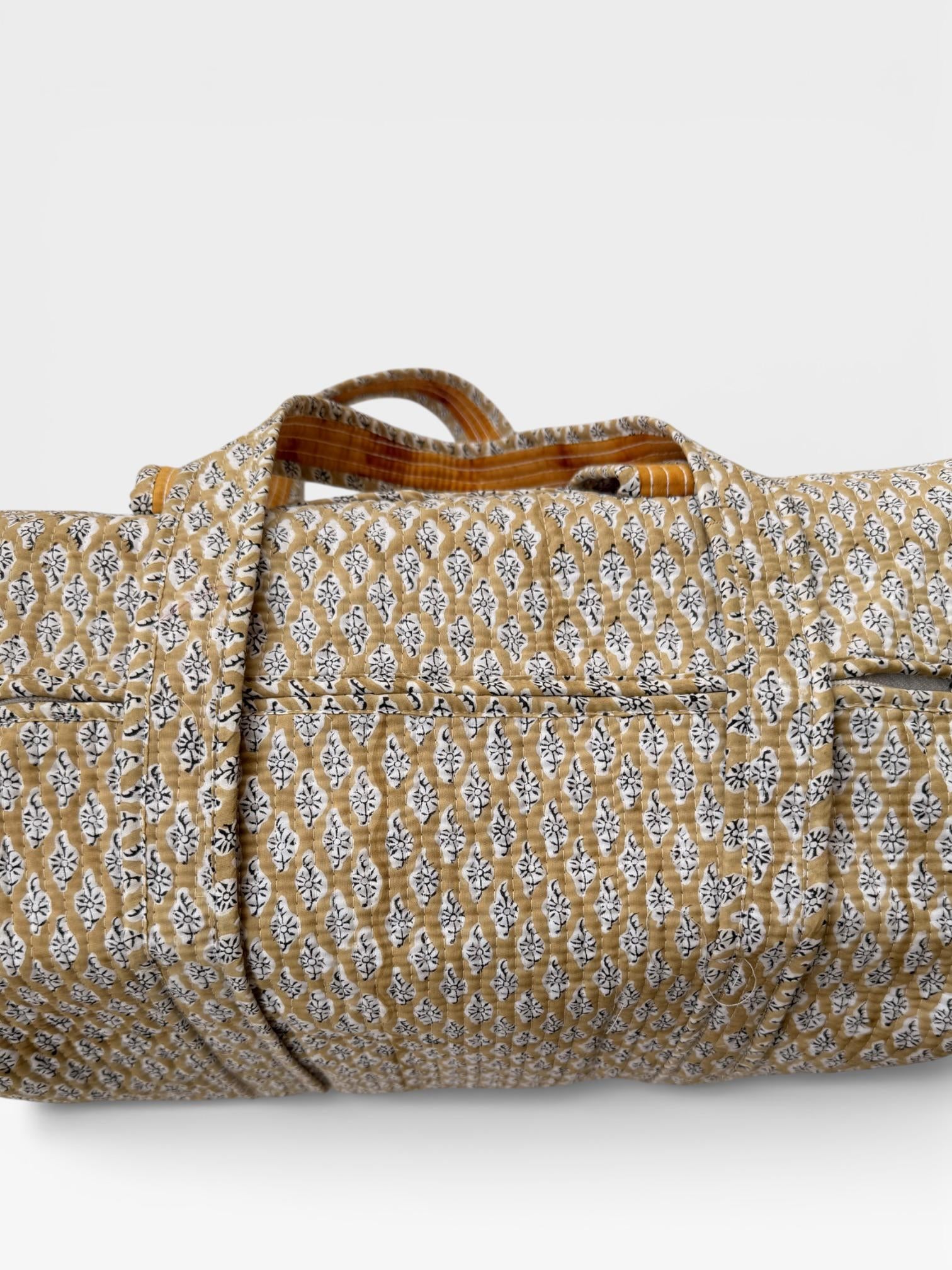 Hand Block Printed Cotton Duffle Bag – Floral Boho Travel Tote