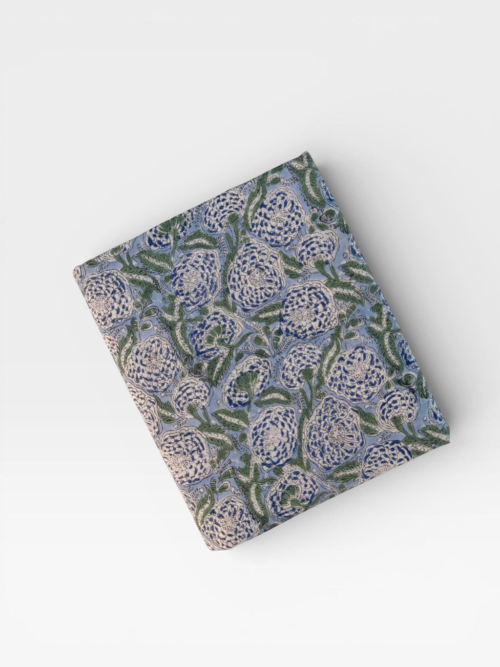 Hand Block Printed Cotton Fabric – Powder Blue Base with White & Indigo Floral Design | Indian Blockprint  Fabric for Sewing  and Home Décor