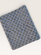 Hand Block Printed Cotton Fabric – Powder Blue Base with White & Indigo Floral motif | Indian Blockprint  Fabric for Sewing  and Home Décor