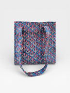 Hand Block Print Cotton Tote Bag, Blue Floral Blockprint Shoulder Bag, Handmade Quilted Tote, Eco Friendly Shopping Bag, Everyday Carry Bag