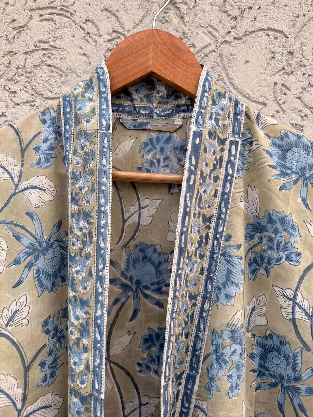 Handmade Cotton Block Print Bathrobe | Soft Lightweight Kimono Robe | Indian Hand Block Printed Dressing Gown | Women’s Spa Robe