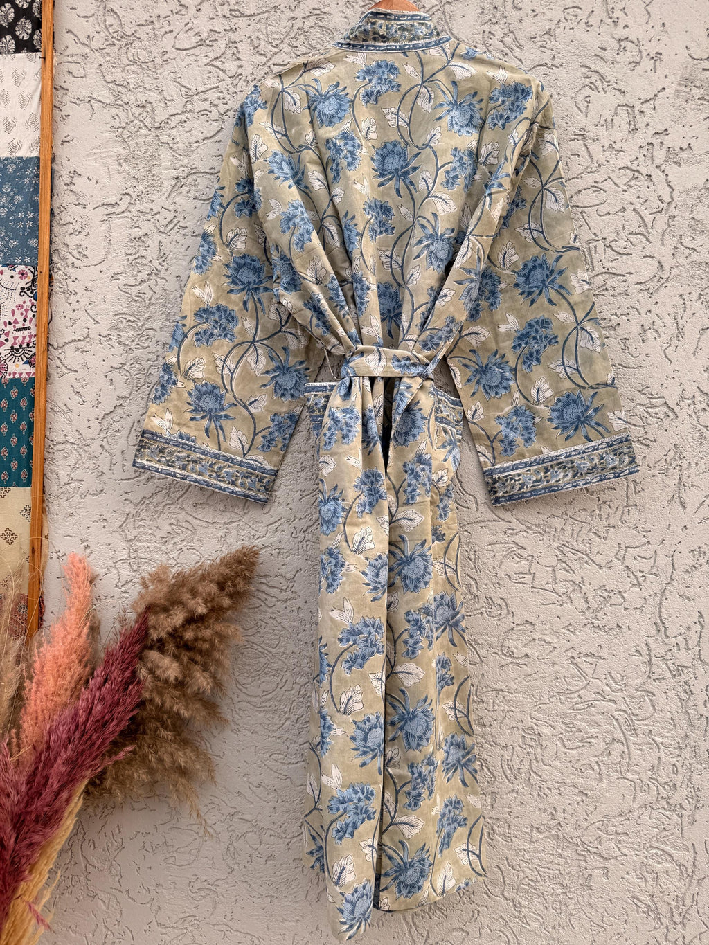 Handmade Cotton Block Print Bathrobe | Soft Lightweight Kimono Robe | Indian Hand Block Printed Dressing Gown | Women’s Spa Robe