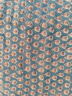 Hand Block Print Cotton Fabric – Teal Blue Floral Buti Print Yardage | Indian Cotton Dressmaking Fabric | Boho Craft & Quilting Fabric