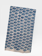 Hand Block Print Cotton Fabric – Blue Floral Buta on Off-White Base | Indian Cotton Dressmaking Fabric | Boho Sewing & Craft Yardage