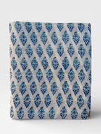 Hand Block Print Cotton Fabric – Blue Floral Buta on Off-White Base | Indian Cotton Dressmaking Fabric | Boho Sewing & Craft Yardage