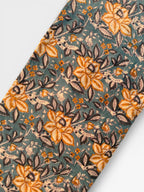 Hand Block Print Cotton Fabric – Mustard Yellow Floral on Teal Blue Base | Indian Botanical Print Yardage | Boho Dressmaking Fabric