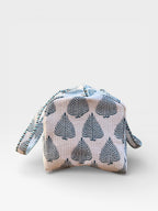 Handmade Cotton Block Print Duffle Bag – Blue Leaf Print Quilted Weekender Bag – Indian Jaipuri Travel Tote – Overnight Gym Bag