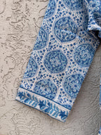 Blue & White Block Print Cotton Waffle Bathrobe – Handmade Jaipuri Kimono Robe – Lightweight  Dressing Gown – Bridesmaid Gift – Spa Robe