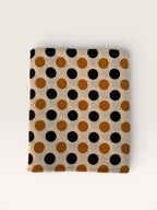 Bagru Hand Block Print Cotton Fabric – Natural Dye Polka Dot Print on Off White Base – Mustard & Black Dots
