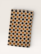 Bagru Hand Block Print Cotton Fabric – Natural Dye Polka Dot Print on Off White Base – Mustard & Black Dots