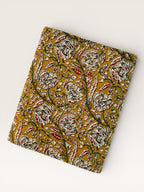 Bagru Hand Block Print Cotton Fabric – Natural Vegetable Dyed Mustard Floral Print – Traditional Bagru Style Fabric by Yard